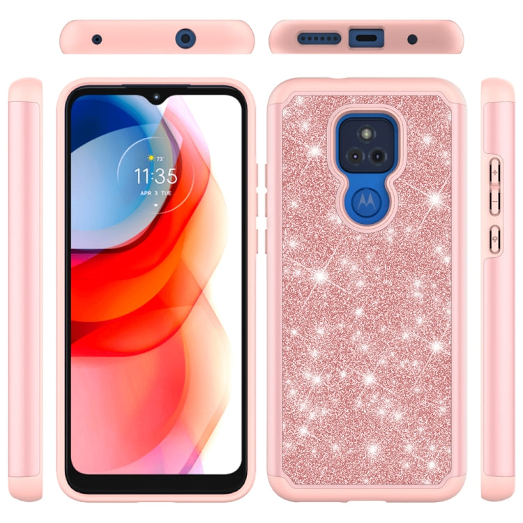 For Motorola Moto G Play (2021) Glitter Powder Contrast Skin Shockproof Silicone + PC Protective Case