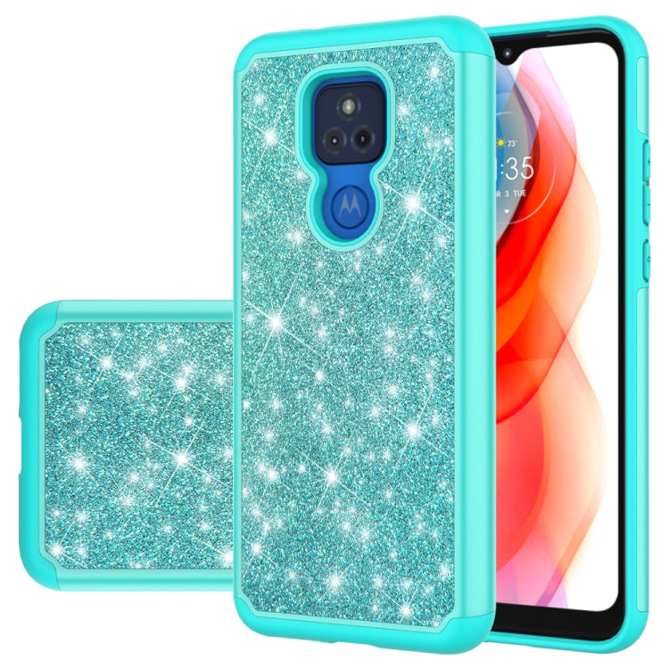 For Motorola Moto G Play (2021) Glitter Powder Contrast Skin Shockproof Silicone + PC Protective Case