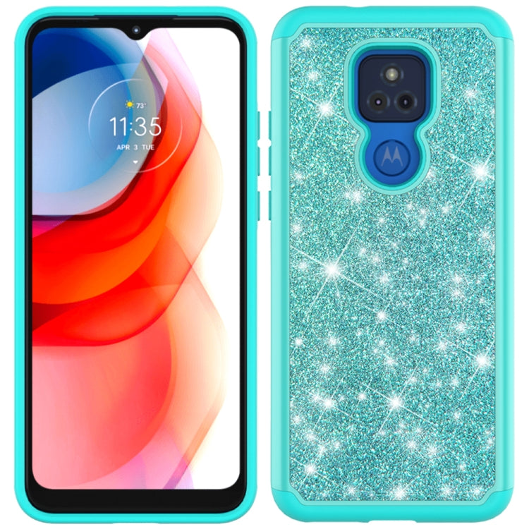 For Motorola Moto G Play (2021) Glitter Powder Contrast Skin Shockproof Silicone + PC Protective Case