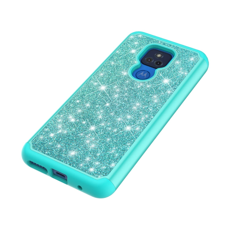 For Motorola Moto G Play (2021) Glitter Powder Contrast Skin Shockproof Silicone + PC Protective Case