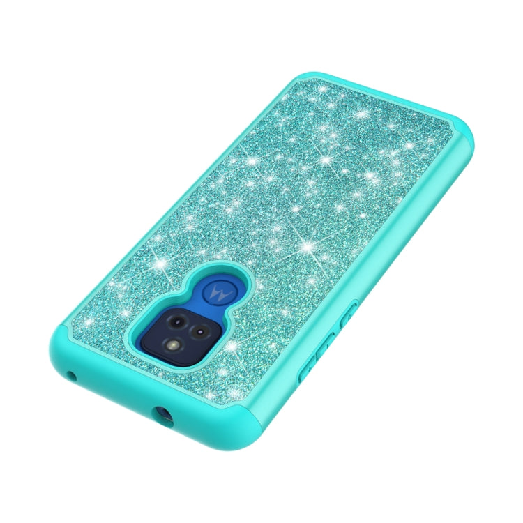 For Motorola Moto G Play (2021) Glitter Powder Contrast Skin Shockproof Silicone + PC Protective Case