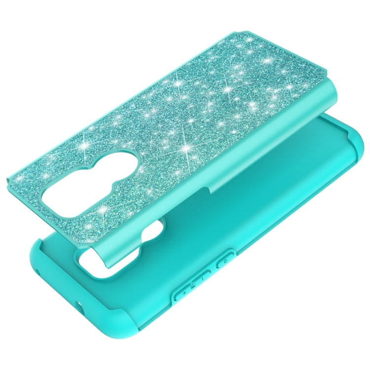For Motorola Moto G Play (2021) Glitter Powder Contrast Skin Shockproof Silicone + PC Protective Case