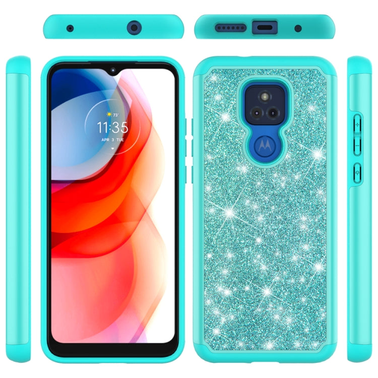 For Motorola Moto G Play (2021) Glitter Powder Contrast Skin Shockproof Silicone + PC Protective Case