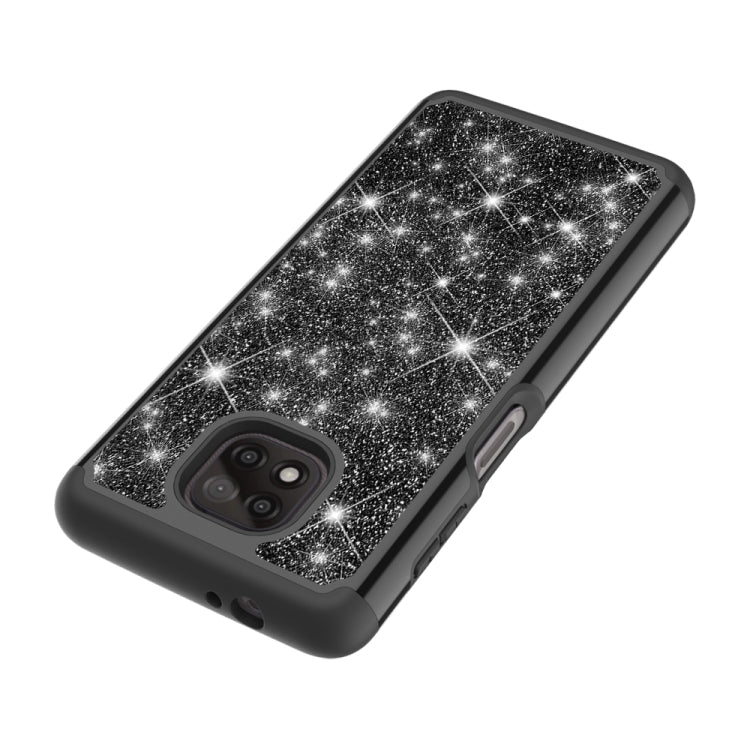 For Motorola Moto G Power (2021) Glitter Powder Contrast Skin Shockproof Silicone + PC Protective Case