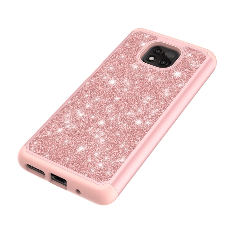For Motorola Moto G Power (2021) Glitter Powder Contrast Skin Shockproof Silicone + PC Protective Case
