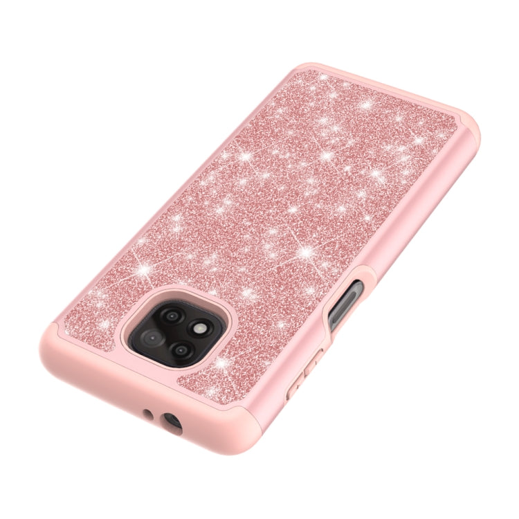 For Motorola Moto G Power (2021) Glitter Powder Contrast Skin Shockproof Silicone + PC Protective Case
