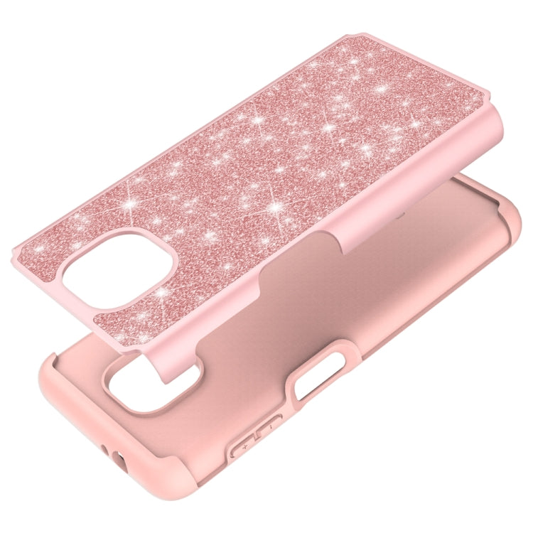 For Motorola Moto G Power (2021) Glitter Powder Contrast Skin Shockproof Silicone + PC Protective Case