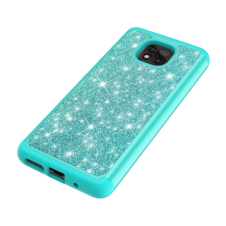 For Motorola Moto G Power (2021) Glitter Powder Contrast Skin Shockproof Silicone + PC Protective Case