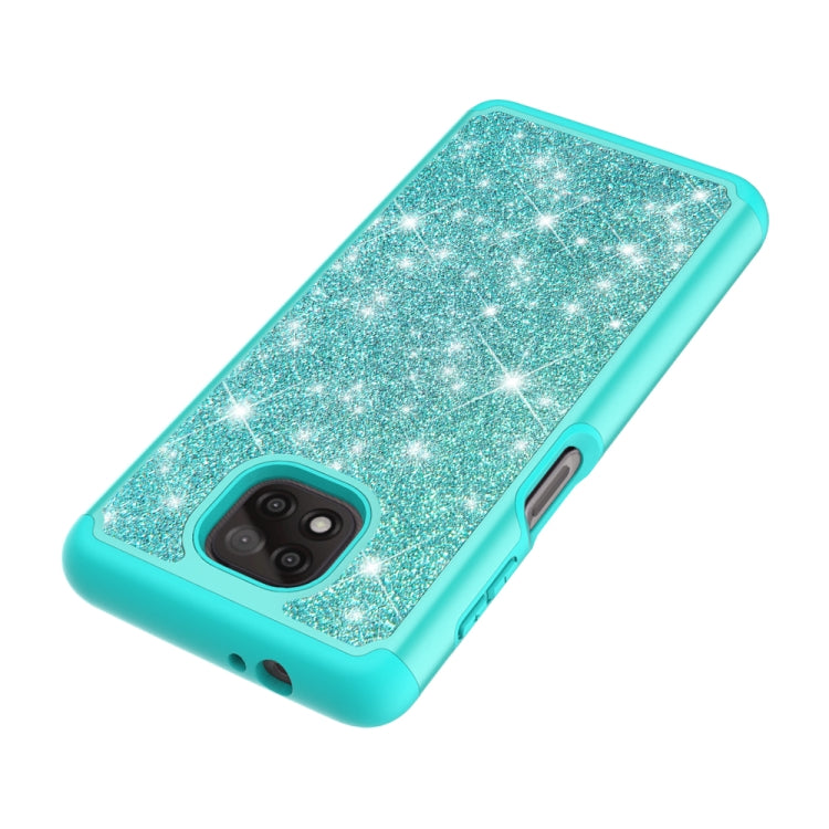 For Motorola Moto G Power (2021) Glitter Powder Contrast Skin Shockproof Silicone + PC Protective Case