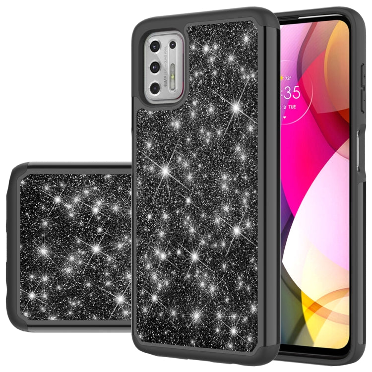 For Motorola Moto G Stylus (2021) Glitter Powder Contrast Skin Shockproof Silicone + PC Protective Case