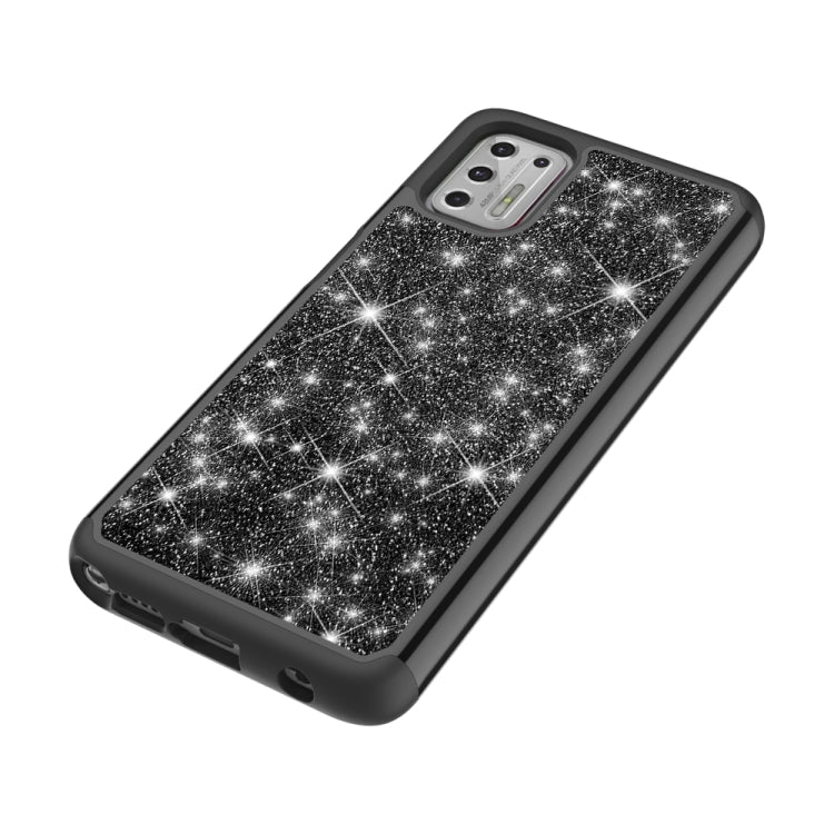 For Motorola Moto G Stylus (2021) Glitter Powder Contrast Skin Shockproof Silicone + PC Protective Case