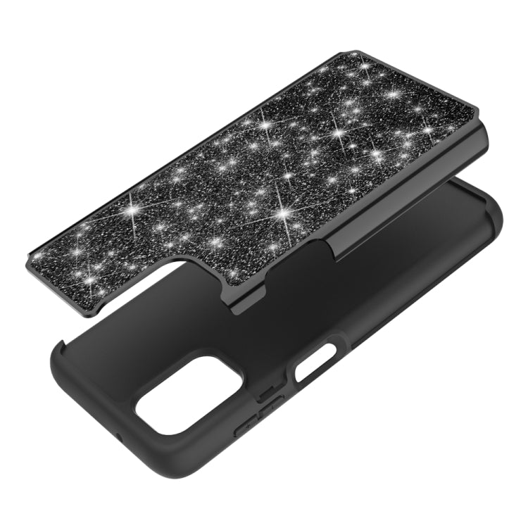 For Motorola Moto G Stylus (2021) Glitter Powder Contrast Skin Shockproof Silicone + PC Protective Case