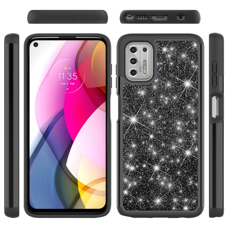 For Motorola Moto G Stylus (2021) Glitter Powder Contrast Skin Shockproof Silicone + PC Protective Case