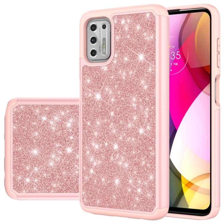 For Motorola Moto G Stylus (2021) Glitter Powder Contrast Skin Shockproof Silicone + PC Protective Case