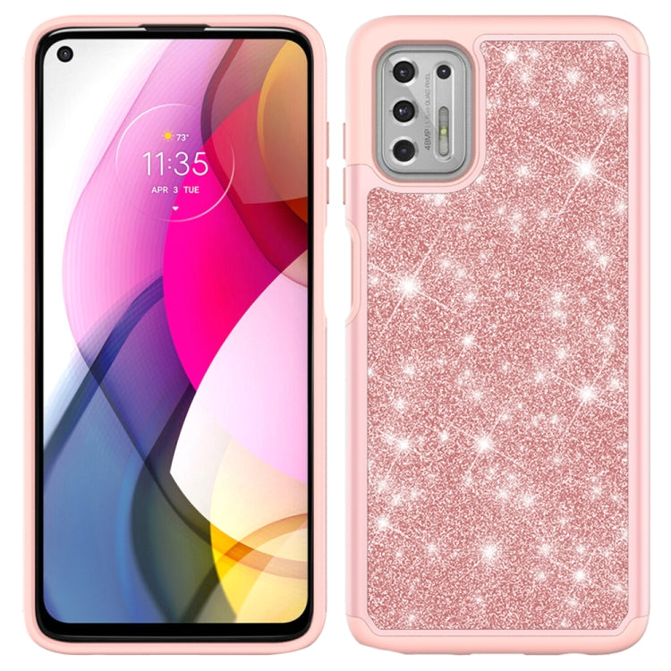 For Motorola Moto G Stylus (2021) Glitter Powder Contrast Skin Shockproof Silicone + PC Protective Case