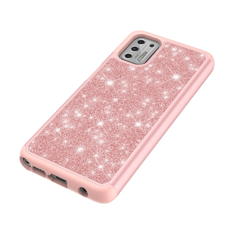 For Motorola Moto G Stylus (2021) Glitter Powder Contrast Skin Shockproof Silicone + PC Protective Case