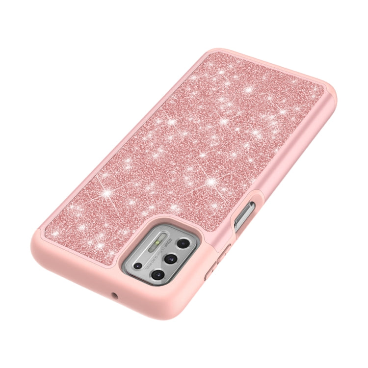 For Motorola Moto G Stylus (2021) Glitter Powder Contrast Skin Shockproof Silicone + PC Protective Case