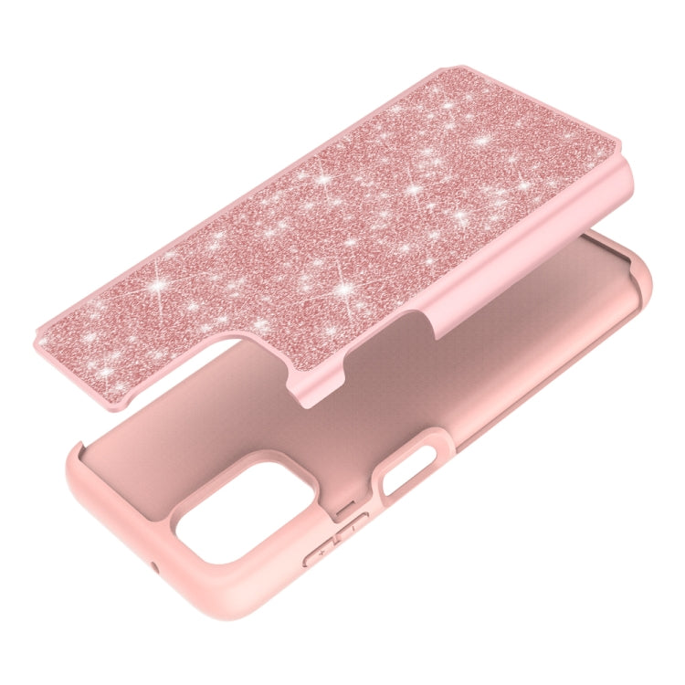For Motorola Moto G Stylus (2021) Glitter Powder Contrast Skin Shockproof Silicone + PC Protective Case