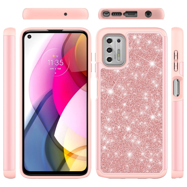 For Motorola Moto G Stylus (2021) Glitter Powder Contrast Skin Shockproof Silicone + PC Protective Case