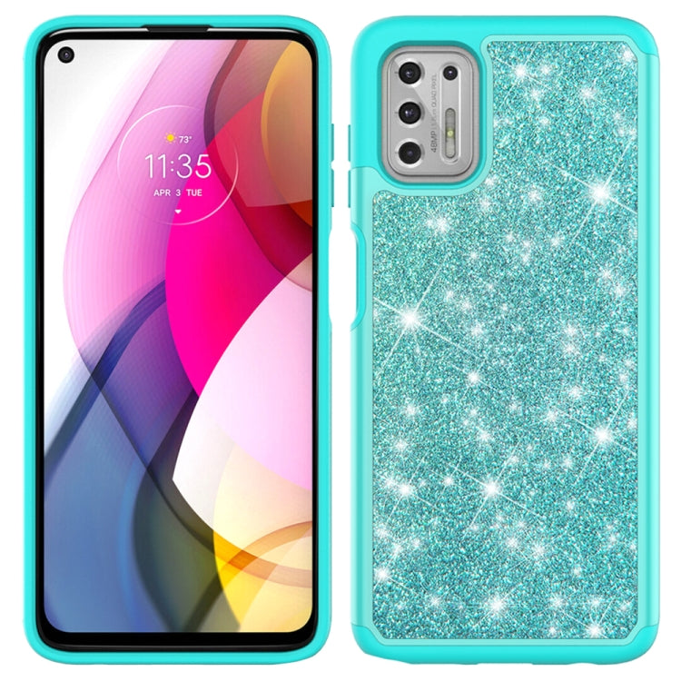 For Motorola Moto G Stylus (2021) Glitter Powder Contrast Skin Shockproof Silicone + PC Protective Case
