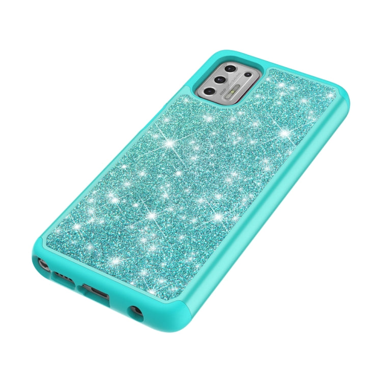 For Motorola Moto G Stylus (2021) Glitter Powder Contrast Skin Shockproof Silicone + PC Protective Case