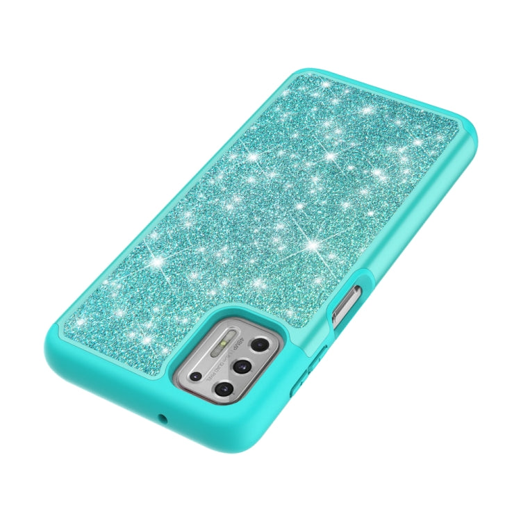 For Motorola Moto G Stylus (2021) Glitter Powder Contrast Skin Shockproof Silicone + PC Protective Case