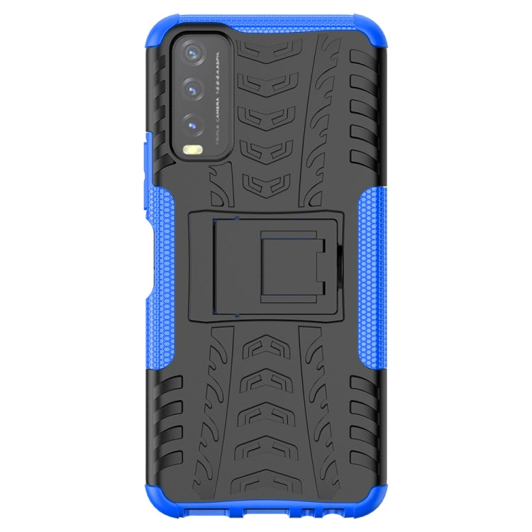 For vivo Y20 Tire Texture Shockproof TPU+PC Protective Case with Holder