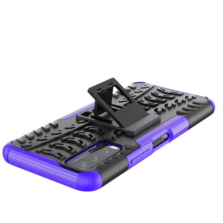 For vivo Y20 Tire Texture Shockproof TPU+PC Protective Case with Holder