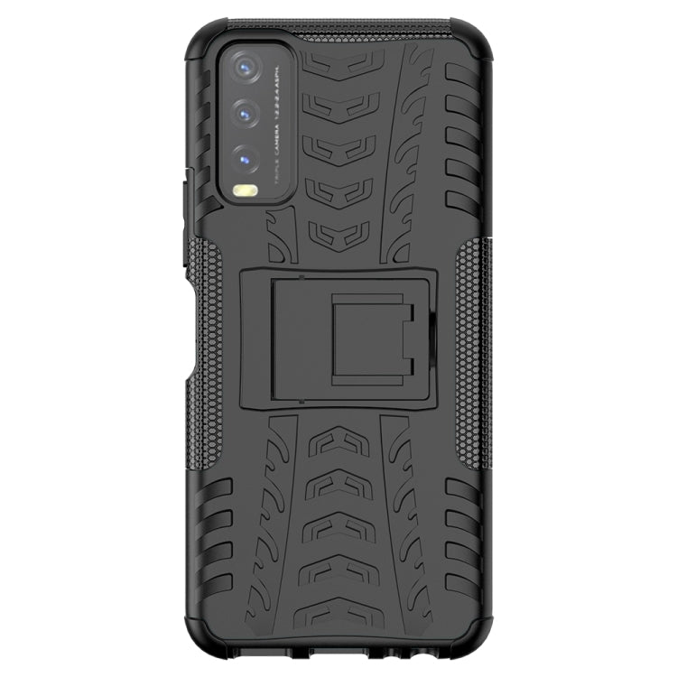 For vivo Y20 Tire Texture Shockproof TPU+PC Protective Case with Holder