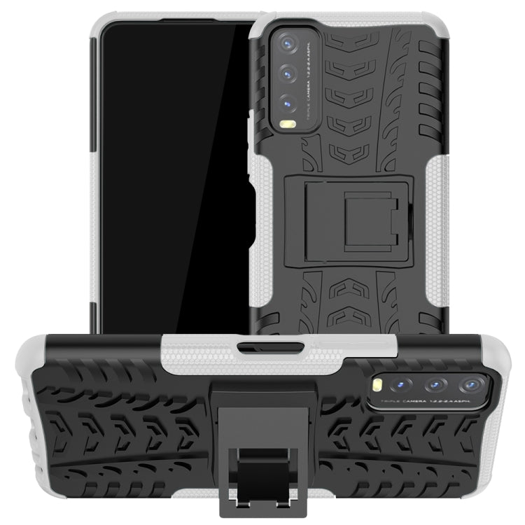 For vivo Y20 Tire Texture Shockproof TPU+PC Protective Case with Holder