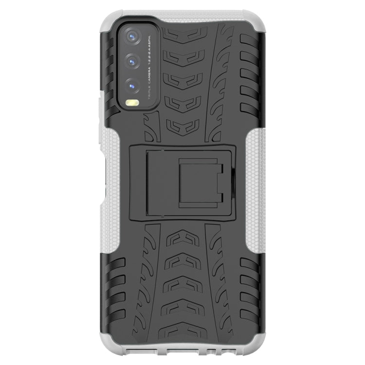 For vivo Y20 Tire Texture Shockproof TPU+PC Protective Case with Holder