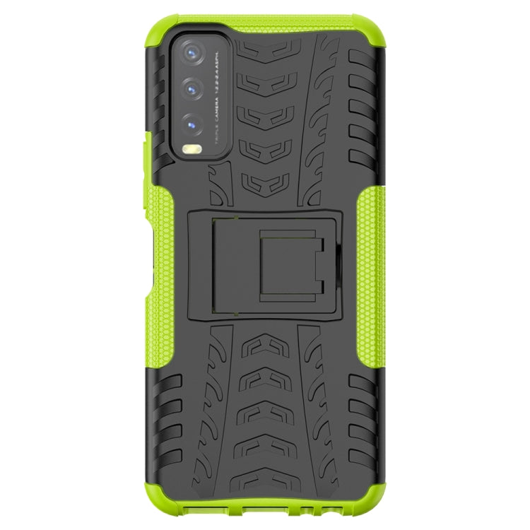 For vivo Y20 Tire Texture Shockproof TPU+PC Protective Case with Holder