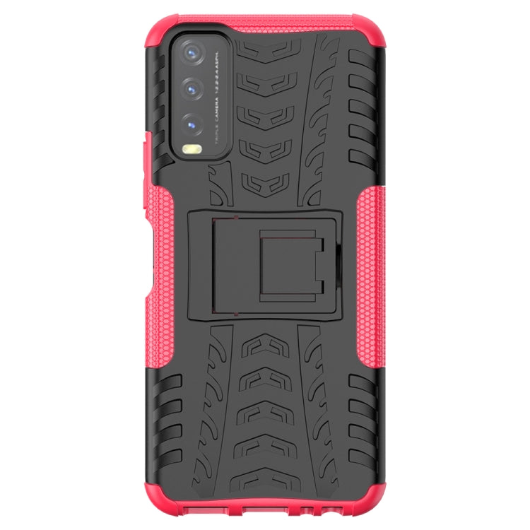 For vivo Y20 Tire Texture Shockproof TPU+PC Protective Case with Holder
