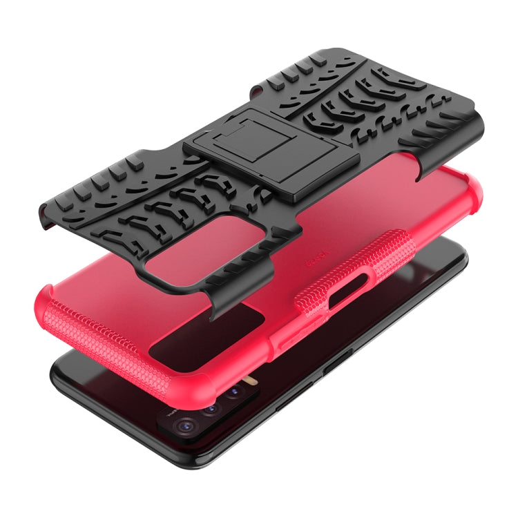 For vivo Y20 Tire Texture Shockproof TPU+PC Protective Case with Holder