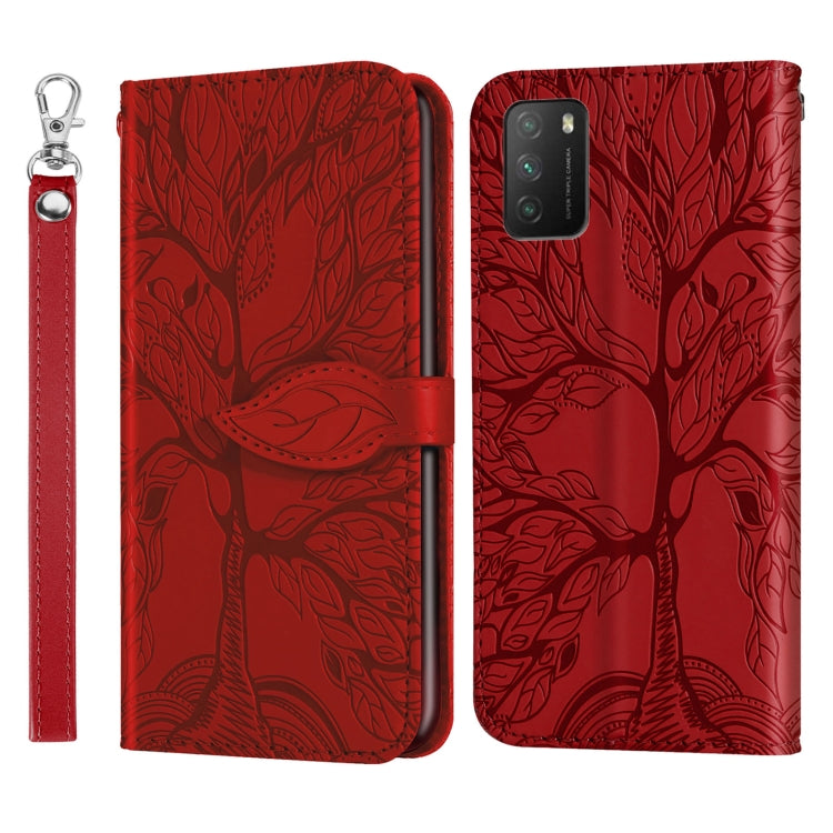 For Xiaomi Poco M3 Life of Tree Embossing Pattern Horizontal Flip Leather Case with Holder & Card Slot & Wallet & Photo Frame & Lanyard
