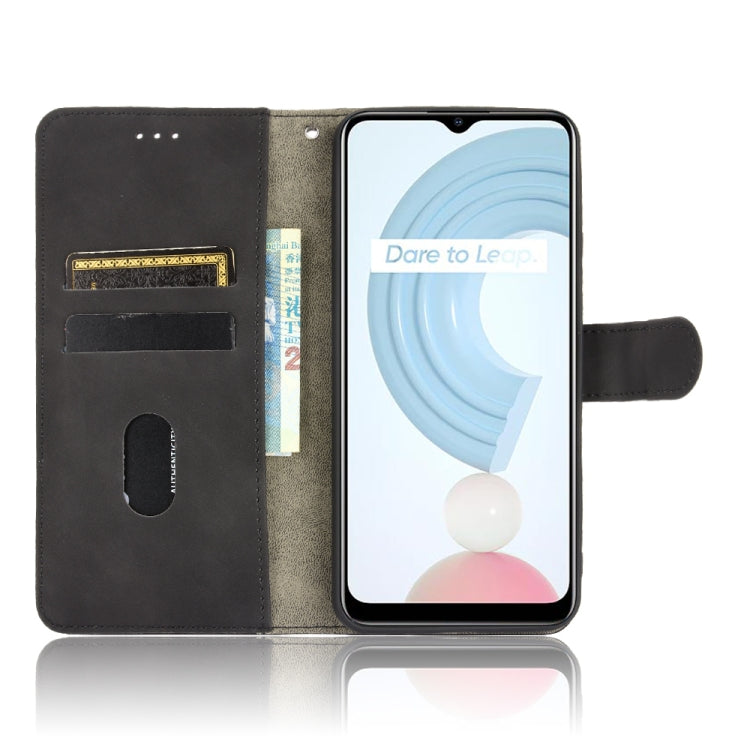 For OPPO Realme C21 Solid Color Skin Feel Magnetic Buckle Horizontal Flip Calf Texture PU Leather Case with Holder & Card Slots & Wallet
