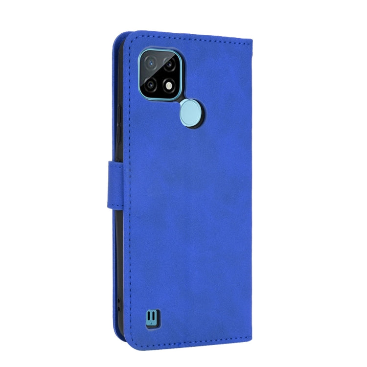For OPPO Realme C21 Solid Color Skin Feel Magnetic Buckle Horizontal Flip Calf Texture PU Leather Case with Holder & Card Slots & Wallet