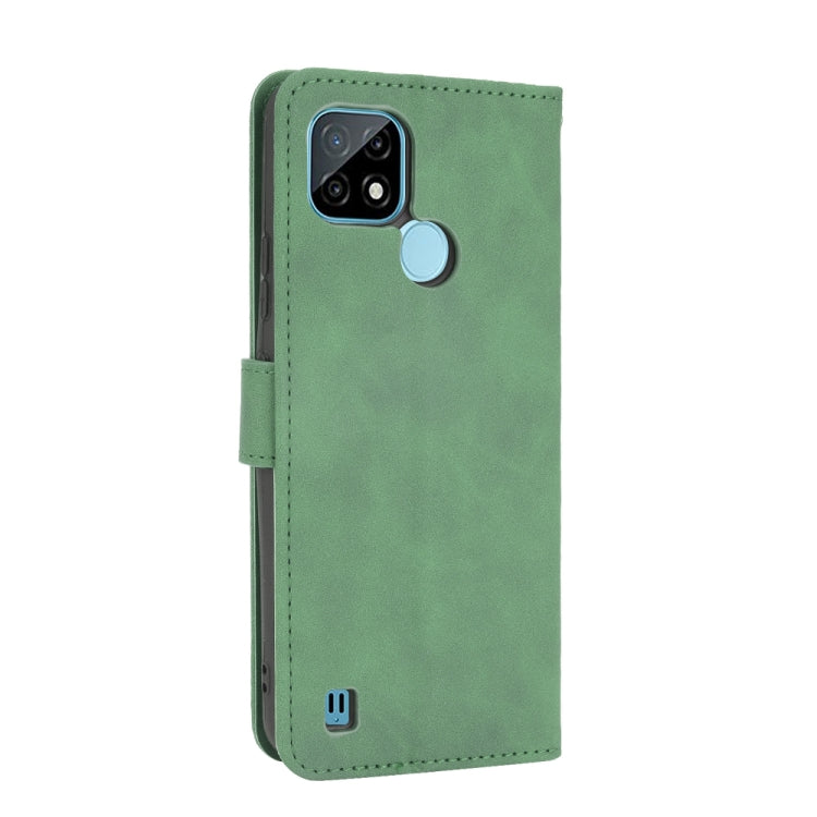 For OPPO Realme C21 Solid Color Skin Feel Magnetic Buckle Horizontal Flip Calf Texture PU Leather Case with Holder & Card Slots & Wallet