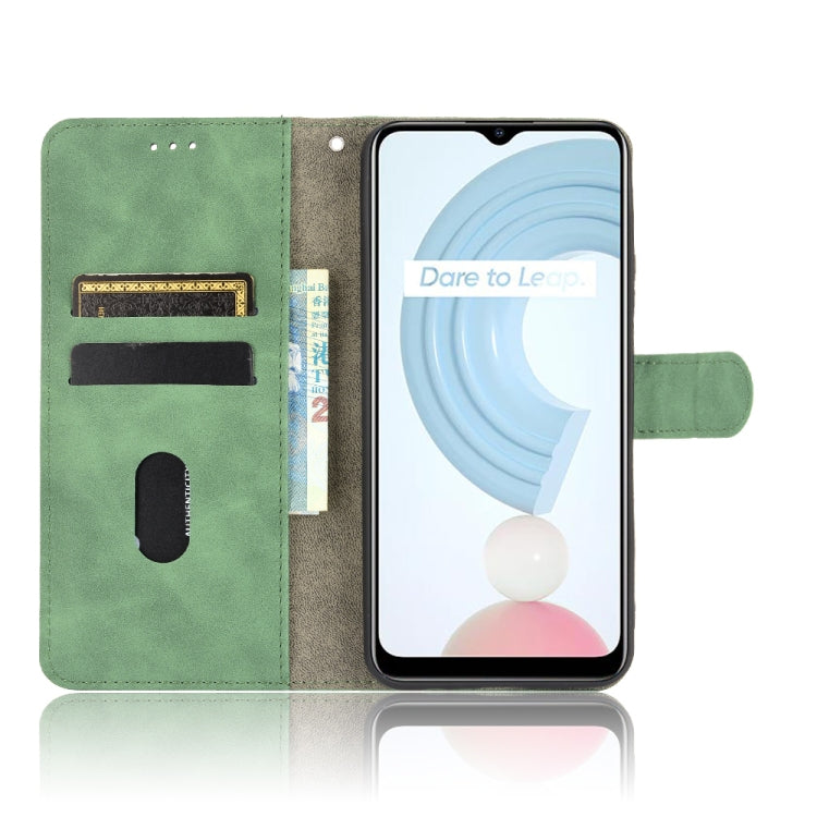 For OPPO Realme C21 Solid Color Skin Feel Magnetic Buckle Horizontal Flip Calf Texture PU Leather Case with Holder & Card Slots & Wallet