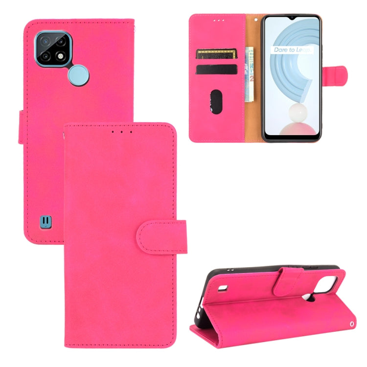 For OPPO Realme C21 Solid Color Skin Feel Magnetic Buckle Horizontal Flip Calf Texture PU Leather Case with Holder & Card Slots & Wallet