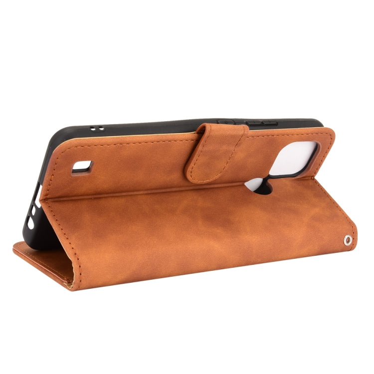 For OPPO Realme C21 Solid Color Skin Feel Magnetic Buckle Horizontal Flip Calf Texture PU Leather Case with Holder & Card Slots & Wallet