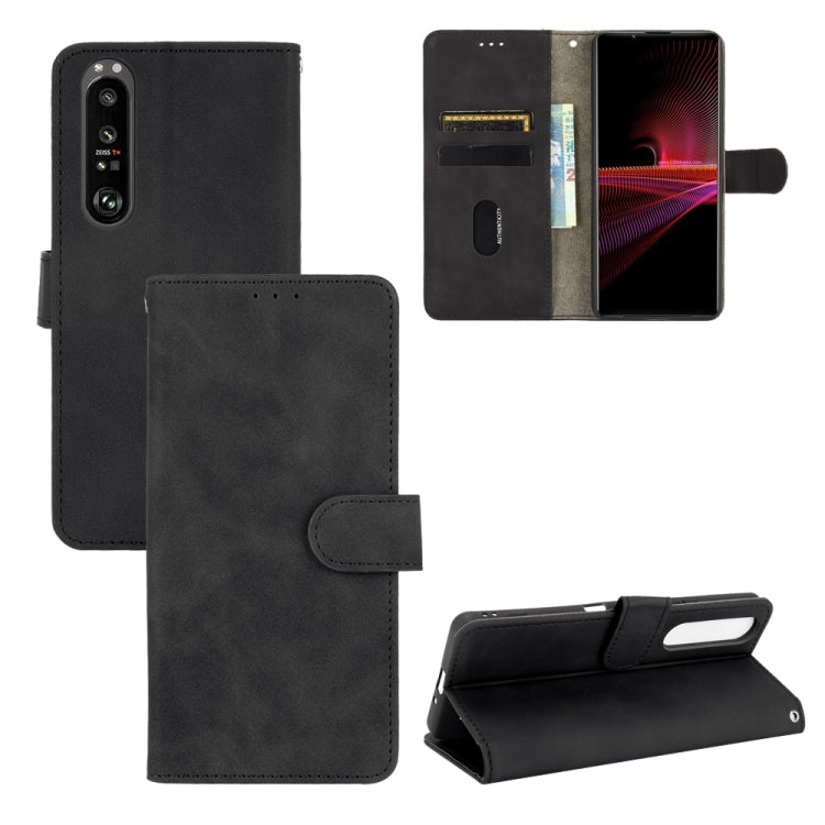 For Sony Xperia 1 III Solid Color Skin Feel Magnetic Buckle Horizontal Flip Calf Texture PU Leather Case with Holder & Card Slots & Wallet