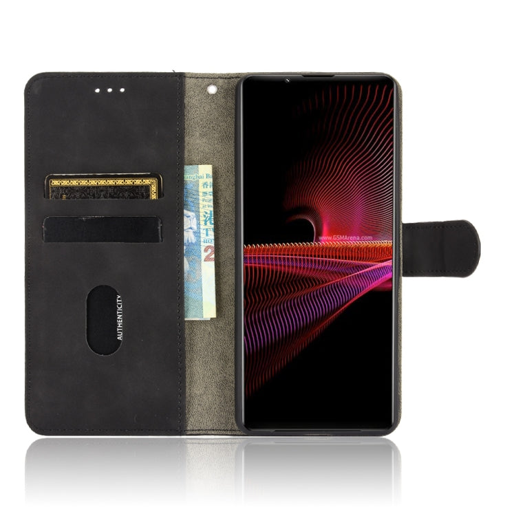 For Sony Xperia 1 III Solid Color Skin Feel Magnetic Buckle Horizontal Flip Calf Texture PU Leather Case with Holder & Card Slots & Wallet