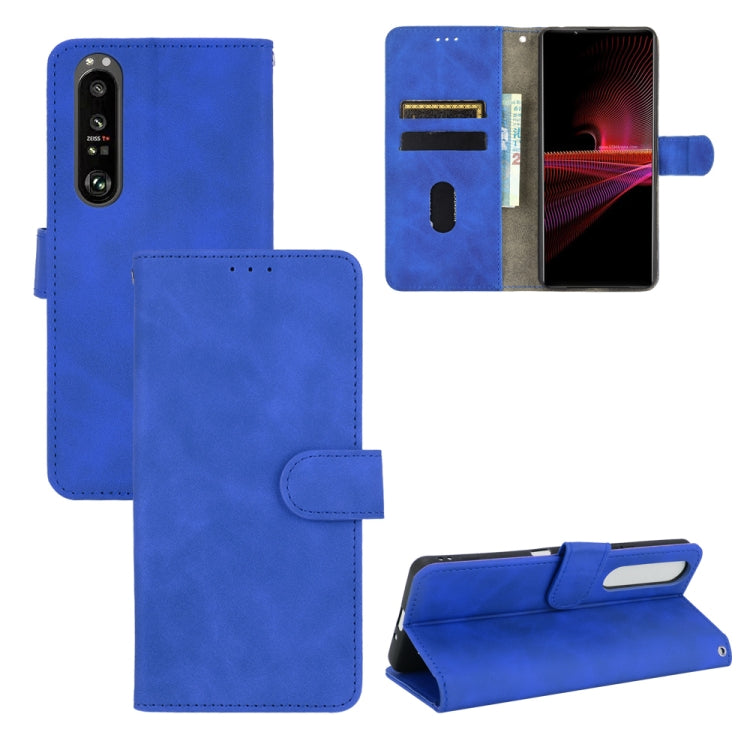 For Sony Xperia 1 III Solid Color Skin Feel Magnetic Buckle Horizontal Flip Calf Texture PU Leather Case with Holder & Card Slots & Wallet