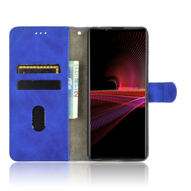 For Sony Xperia 1 III Solid Color Skin Feel Magnetic Buckle Horizontal Flip Calf Texture PU Leather Case with Holder & Card Slots & Wallet