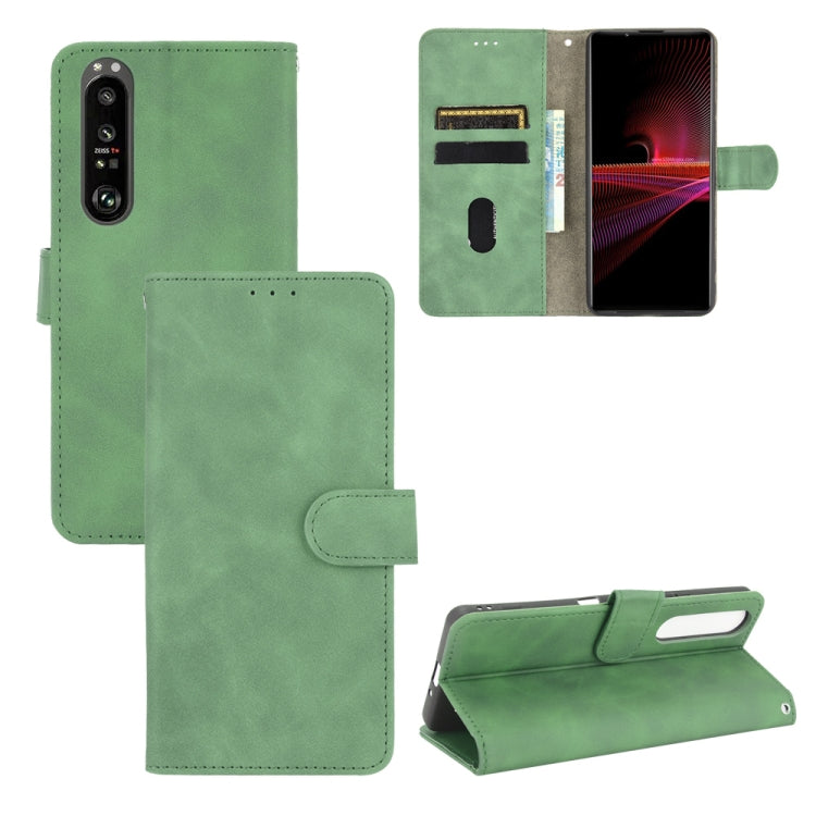 For Sony Xperia 1 III Solid Color Skin Feel Magnetic Buckle Horizontal Flip Calf Texture PU Leather Case with Holder & Card Slots & Wallet