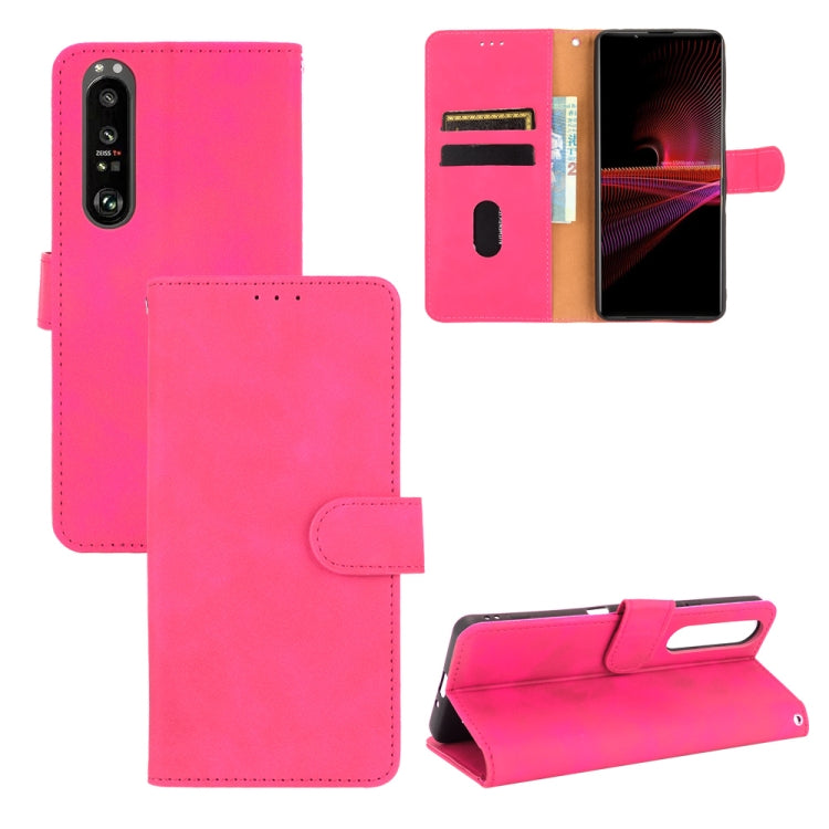 For Sony Xperia 1 III Solid Color Skin Feel Magnetic Buckle Horizontal Flip Calf Texture PU Leather Case with Holder & Card Slots & Wallet