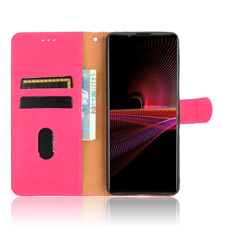 For Sony Xperia 1 III Solid Color Skin Feel Magnetic Buckle Horizontal Flip Calf Texture PU Leather Case with Holder & Card Slots & Wallet