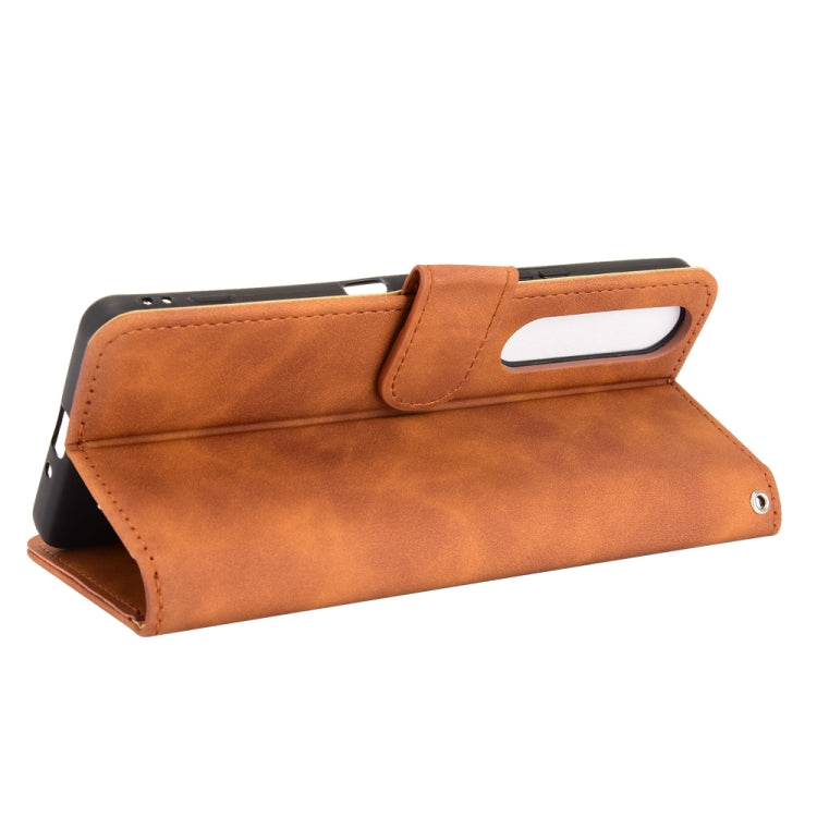For Sony Xperia 1 III Solid Color Skin Feel Magnetic Buckle Horizontal Flip Calf Texture PU Leather Case with Holder & Card Slots & Wallet