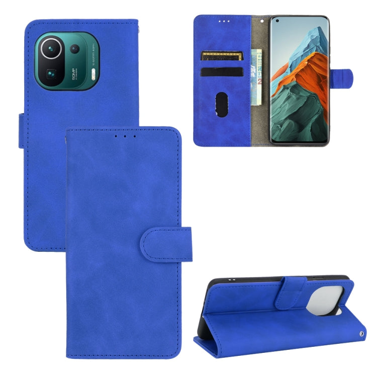 For Xiaomi Mi 11 Pro Solid Color Skin Feel Magnetic Buckle Horizontal Flip Calf Texture PU Leather Case with Holder & Card Slots & Wallet